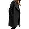 Osheoiso Cappotto di Lana da Donna Cappotti Lungo Invernali Autunno Maniche Lunghe Moda Casual Coat Eleganti Taglie Forti Giacca con Cintura è Rimovibile C Nero M