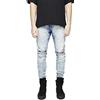 GELing Skinny Jeans Strappati da Uomo Pantaloni Denim Casual Elasticizzato Distressed Distrutto Pants Jeans con Tasche Tinta Unita Blu 1 34
