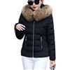 YMING Piumino Donna Giacca Invernale Casual Slim Piumino Caldo Capispalla Con Cappuccio Nero 2XS