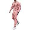 Osheoiso Uomo Tuta 2 Pezzi Maglietta Maniche Lunghe + Lunga Pantaloncini Casual Fitness Sets Taglie Forti Allenamento Tute Sportive Uomo Completo Autunno e Inverno A Rosa L