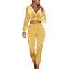 Minetom Donna Sexy Manica Lunga Tuta Da Ginnastica 2 Pezzi Felpa Casuali Giacca Di Velluto Eleganti Sportiva Jogging Lungo Pantaloni Beige IT 42