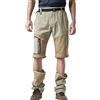 Mr.Stream 2 in 1Pantaloni da Uomo Walking Escursioni Elastico i Lunghi Zip off Lunghi Pantaloncini Asciugatura Rapida Convertibili Corti e Cargo Tasca Pantaloni Small Khaki