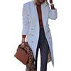 Onsoyours Cappotto Lungo Donna Casual Bavero Doppio Petto Manica Lunga Blazer Moda Tinta Unita Slim Fit Giacca OL Ufficio Business Vintage da Lavoro Tailleur Bianco XS