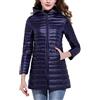 ZiXing Lunga Giacche Piumino Donna Ultraleggeri Cappotto Trapuntato Packable Giacca con Cappuccio Marina Militare S