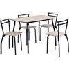 Vente-unique - Set tavolo + 4 sedie in MDF e Metallo Naturale e Nero - FELONA