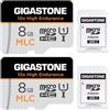 Gigastone [10 x High Endurance] Gigastone Industrial MLC Scheda di Memoria 8 GB, Confezione da 2 Carte, per Telecamera di Sorveglianza, Dashcam, 4K Video, Velocità 85 MB/s, U3 V30 [5 Anni Recupero Dati