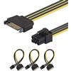 J&D SATA 15 Pin a 6 Pin PCI Espresso (PCIe) Video Grafica Carta Potenza Cavo Adattatore - 20cm, 3 Confezioni