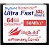 BigBuild Technology eMemoryCards Scheda di memoria 64GB Ultra Fast 80MB/s CompactFlash compatibile con Canon 10D/20D/30D/40D/50D/1D/1Ds/5D/5Ds/7D Mark I/II/III/IV, Nikon D, Olympus E, Sony Alpha, Leica S Cameras