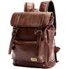 YASHANG Retrò Vintage Zaini in Pelle PU Esterni Viaggi Zaino Scuola Borsa a Tracolla fit iPad e 14 Laptop Backpack per Uomo e Donna (Caffè)