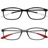 OPULIZE Ice 2 Pacco Super Leggero Occhiali Da Lettura Nero Grigio Donna Uomo RR61-17 +3,00