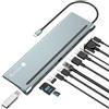 Techly 365368 Docking Station 12 in 1 USB-C™ Hub VGA HDMI DP RJ45 con Lettore Micro SD/SD Grigio Scuro