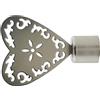 GIRASOLE HOME® Terminale Cuore per Asta da Tenda dal Diametro di 18-20 mm 2 Pezzi in Ferro (Nichel Satinato)
