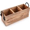 Samhita Portaposate in legno di mango, organizer per utensili in legno, per posate, forchetta, cucchiaio, spatola, 3 scomparti (27,94 cm x 10,16 cm x 11,43 cm)