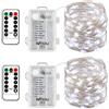BXROIU 2 x 50 LEDs Stringa Luci a Batteria,Catene Luminose Filo d'Argento 5M,8Modalità,Timer e Telecomando,per Interni ed Esterni,Feste, Matrimoni,Giardino e Decorazione Natalizia(bianco freddo)