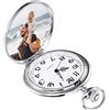 Zhaolian888 Orologio da Tasca Personalizzato con Foto e Incisione Orologio da taschino da uomo in acciaio inossidabile con catene e confezione regalo per il giorno di padri