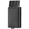 VULKIT Portafoglio Uomo Slim Piccolo di Pelle Porta Carte di Credito Uomo Pop Up Metallo Schermato RFID con 3 Slot, Nero
