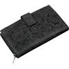 STILORD Greta Portafoglio donna in pelle con portamonete e scomparto porta carte Portafogli grande con cerniera e bottone per carta identità vintage Colore:nero floreale