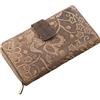 STILORD Greta Portafoglio donna in pelle con portamonete e scomparto porta carte Portafogli grande con cerniera e bottone per carta identità vintage Colore:seppia - marrone