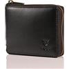 Matador Portafoglio da uomo in vera pelle RFID & NFC protezione borsa da donna con cerniera in metallo nero