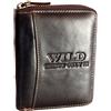 WILD THINGS ONLY !!! Portafoglio da uomo vera pelle con zip a tutto tondo e protezione RFID, Marrone