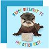 Central 23 - Biglietto di auguri di compleanno con scritta Otter Half, per lei, adorabile biglietto di compleanno per lui, biglietto di compleanno a tema animale, fornito con divertenti adesivi