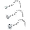 PunkTracker 20g 14K vero oro naso anelli CZ diamante finto naso borchie ipoallergenico narice naso piercing gioielli per donne uomini, Oro bianco