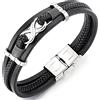 COOLSTEELANDBEYOND Tre File Infinito Amore Eterno Numero 8 Intrecciata Nero Bracciale di Cuoio da Uomo Donna, Braccialetto Pelle