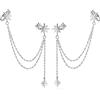 SLUYNZ 925 Argento Moda Stella Polsino Orecchino Catena per le Donne Ragazze Adolescenti Stella Leccapiedi Orecchini Avvolgere (Pair-C-Silver)
