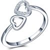 Yumilok Elegante anello da donna in argento Sterling 925 ridimensionabile con strass a forma di cuore, gioiello regalo di compleanno per ragazze, Argento, Zirconia cubica