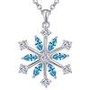 JO WISDOM Collana Fiocco di Neve Azzurro Argento 925 AAA Zirconia Cubica Donna Marzo birthstone Colore Acquamarina，Regalo di Natale, 45cm+5cm