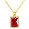 VONSSY Collana con pietre preziose di Birthstone rosso rubino Collana con ciondolo in cristallo a forma di cuore Ciondolo con smeraldo arco ovale rettangolare in oro rosa Platino in oro bianco