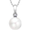 JO WISDOM Collana di Perla Argento 925 Donna,Ciondolo con Catena 11mm Perla Zirconia cubica AAA