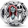 PANDORA Disney Ciondolo con Sally e Jack in argento Sterling con smalto nero, rosso e blu