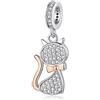 MariaFonte Charm Compatibile Adatto Tutte Marche Bracciali Collane Gatto Zirconi Portafortuna Argento 925 Compleanno Anniversario Ciondoli Originale Amicizia Festa Mamma Bead Natale Pendente