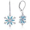 JO WISDOM Orecchini Fiocco di Neve Argento 925 Donna con AAA Zirconia Cubica Marzo birthstone Colore Acquamarina