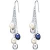 Valero Pearls Orechinni pendenti da Donna in Argento Sterling 925 con rodio con Perle coltivate d'acqua dolce bianco grigiore blu pavone 60201338