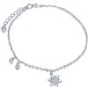Yumilok Braccialetto da donna in argento Sterling 925 con zirconia cubica, con ciondolo a forma di fiocco di neve, catena a mano con estensione