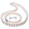 VIKI LYNN Collana Perle Parure Gioielli con Ciondolo Perla Orecchini e Braccialetto per Donna Collana di Perle Naturali Regalo per la Festa della Mamma Regalo Donna qualità AAA