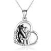 YFN Collana con Ciondolo a Cavallo Gioielli in Argento Sterling 925 Ragazze Abbracciano Cavallo Regalo per Donne Ragazze (Cavallo Nero con Collana di Conchiglie)