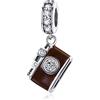 NINGAN Ciondolo a forma di macchina fotografica in argento 925 Collana Bracciale da donna compatibile