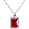 VONSSY Collana con pietre preziose di Birthstone rosso rubino Collana con ciondolo in cristallo a forma di cuore Ciondolo con smeraldo arco ovale rettangolare in oro rosa Platino in oro bianco