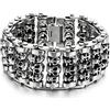COOLSTEELANDBEYOND Grande Collegamento Chain Catena di Bicicletta Moto Motociclo con Cranio, Braccialetto, Acciaio Bracciale Uomo, Biker