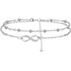 J.MUEN Cavigliera Donna Argento 925 Strati stile boho Estate Spiaggia Cavigliera,Regolabile 22+4cm