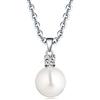 JO WISDOM Collana Perla Argento 925 8mm semirotondo Perla coltivata d'acqua dolce AAA Zirconia Cubica Donna