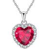 VONSSY Collana con pietre preziose di Birthstone rosso rubino Collana con ciondolo in cristallo a forma di cuore Ciondolo con smeraldo arco ovale rettangolare