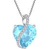 YL Collana Cuore in argento 925 con ciondolo da donna in pietra portafortuna di marzo acquamarina