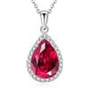 VONSSY Collana con ciondolo ovale classico con pietre preziose | Collana di smeraldo a goccia di pietra portafortuna con rubino di cristallo | Catena placcata oro platino 18 carati