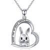 LONAGO 925 Sterline D'argento Collana Coniglietto Tienimi Nel Tuo Cuore Carino Coniglio Pendente Collana Gioielli per Regalo di Pasqua