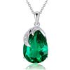 VONSSY Collana in pietra preziosa verde smeraldo Birthstone Collana ovale rettangolo Waterdrop Teardrop cristallo diamante avvolto ciondolo catena