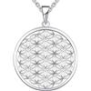 JO WISDOM Collana di Fiore della vita Argento 925 Donna,Ciondolo con Catena con placcato in Oro Bianco